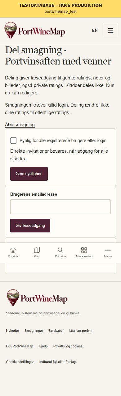 Mobil: Giv læseadgang efter login uden at offentliggøre ratings.